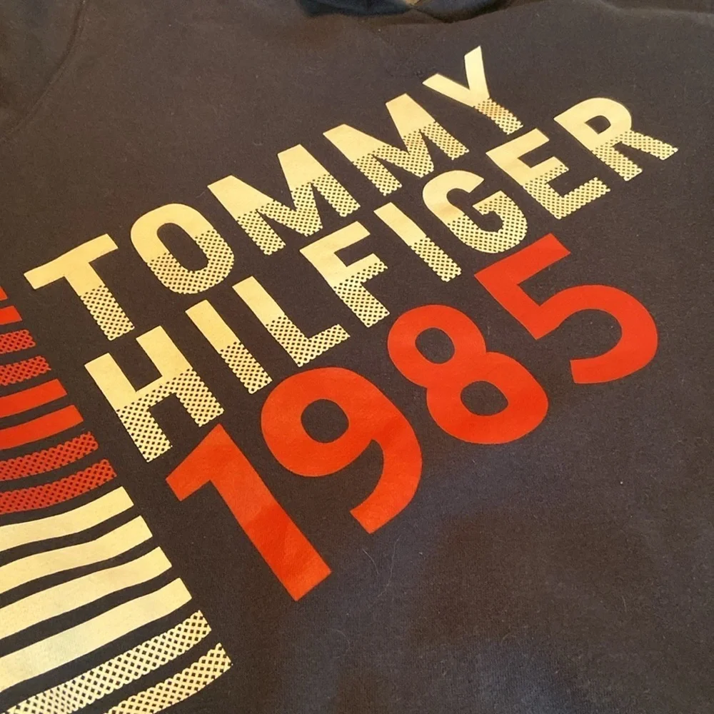 Tommy Hilfiger Y2K Big Boys Adam Pullover Hoodie Pockets Navy Blue L 16/18